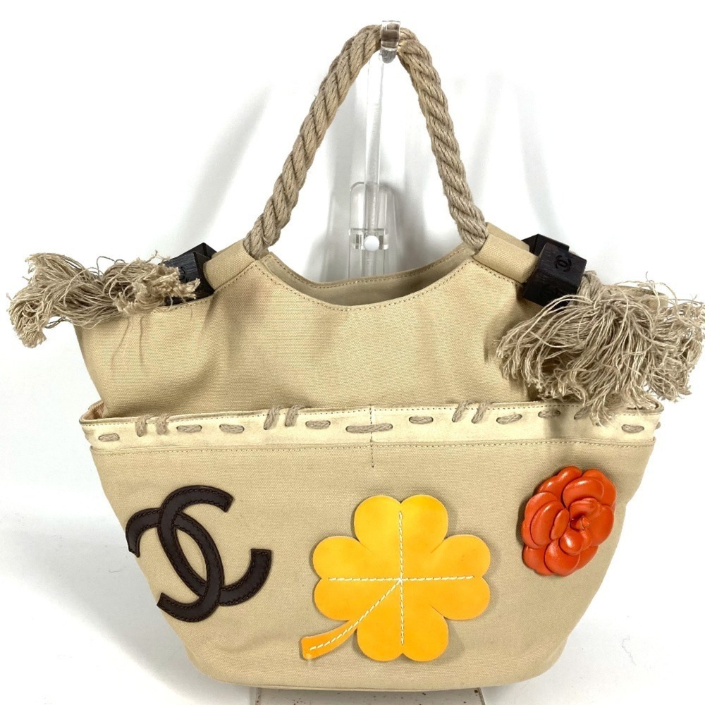 CHANEL Chanel Fishnet CC Coco Mark Logo Large Bag Shoulder Handbag Canvas Wom...